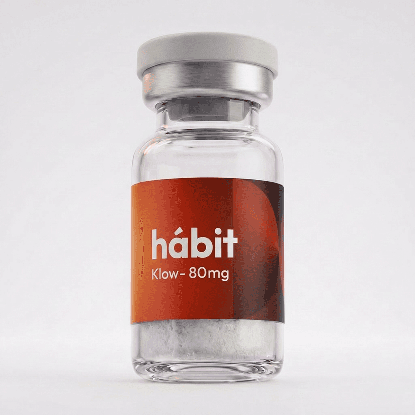 Klow 80mg research peptide vial — Recovery & metabolic blend — hábit Labs, third-party verified.