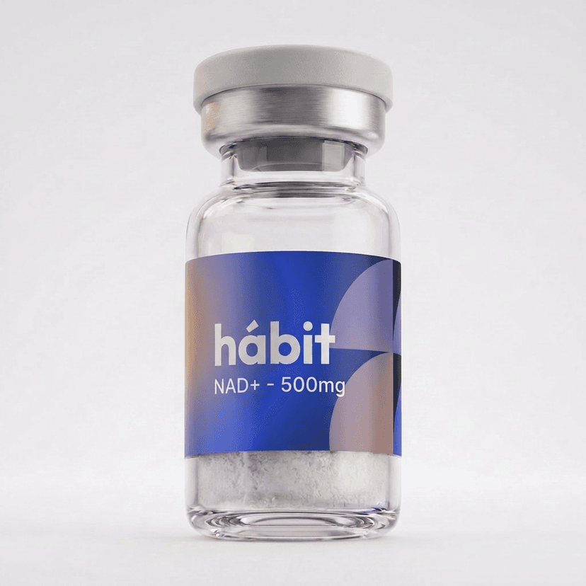 NAD+ 500mg research peptide vial — Nicotinamide adenine dinucleotide — hábit Labs, third-party verified.