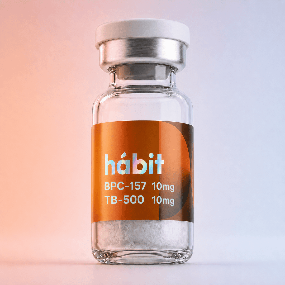 BPC-157 + TB-500 20mg research peptide vial — Pentadecapeptide / thymosin β-4 fragment blend — hábit Labs, lot BTB-2608-A, third-party verified by COA.