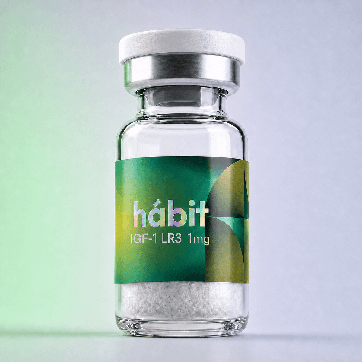 IGF-1 LR3 1mg research peptide vial — Long R3 insulin-like growth factor 1 — hábit Labs, lot IGF-2608-A, third-party verified by COA.