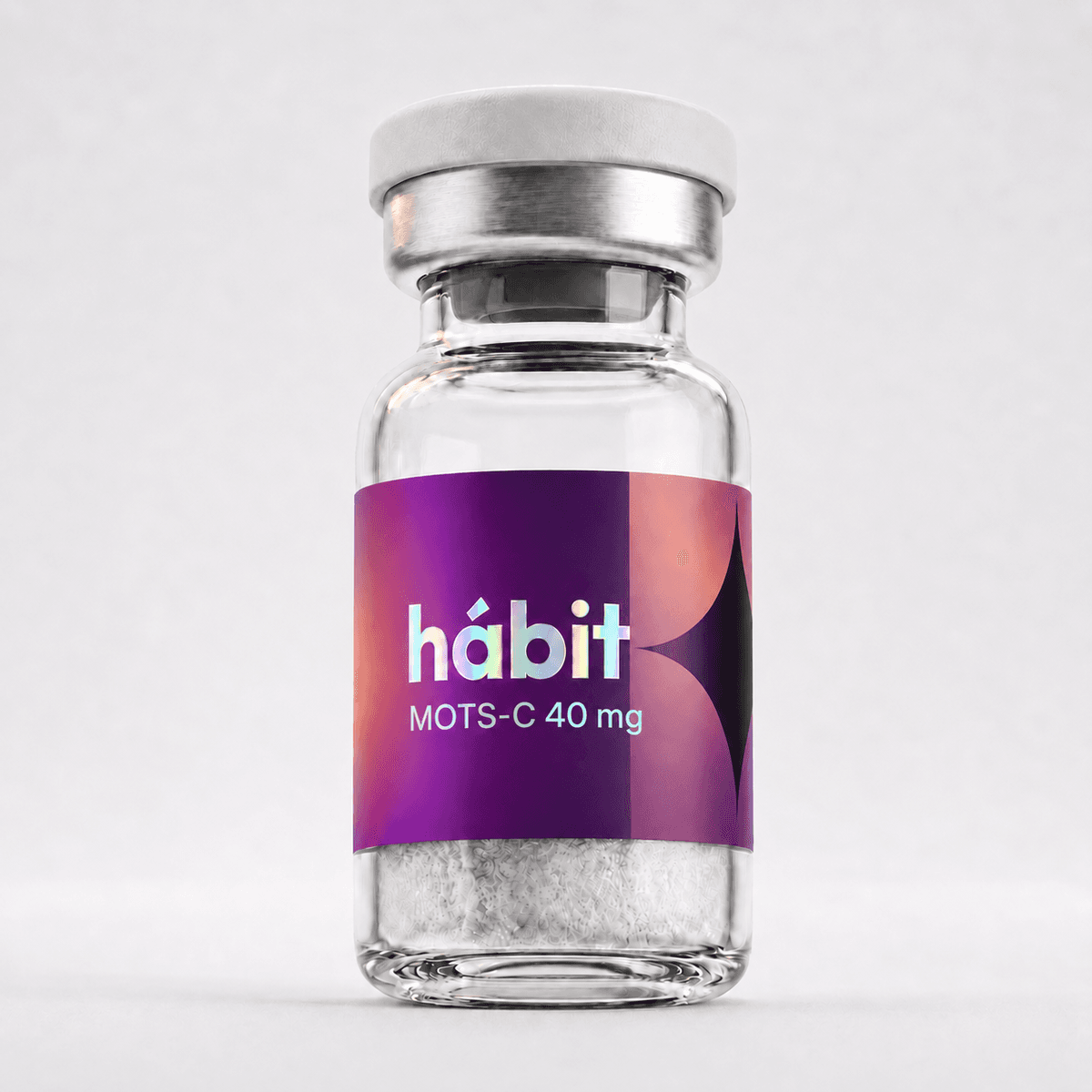 MOTS-c 40mg research peptide vial — Mitochondrial-derived peptide — hábit Labs, lot MOT-2606-A, third-party verified by COA.
