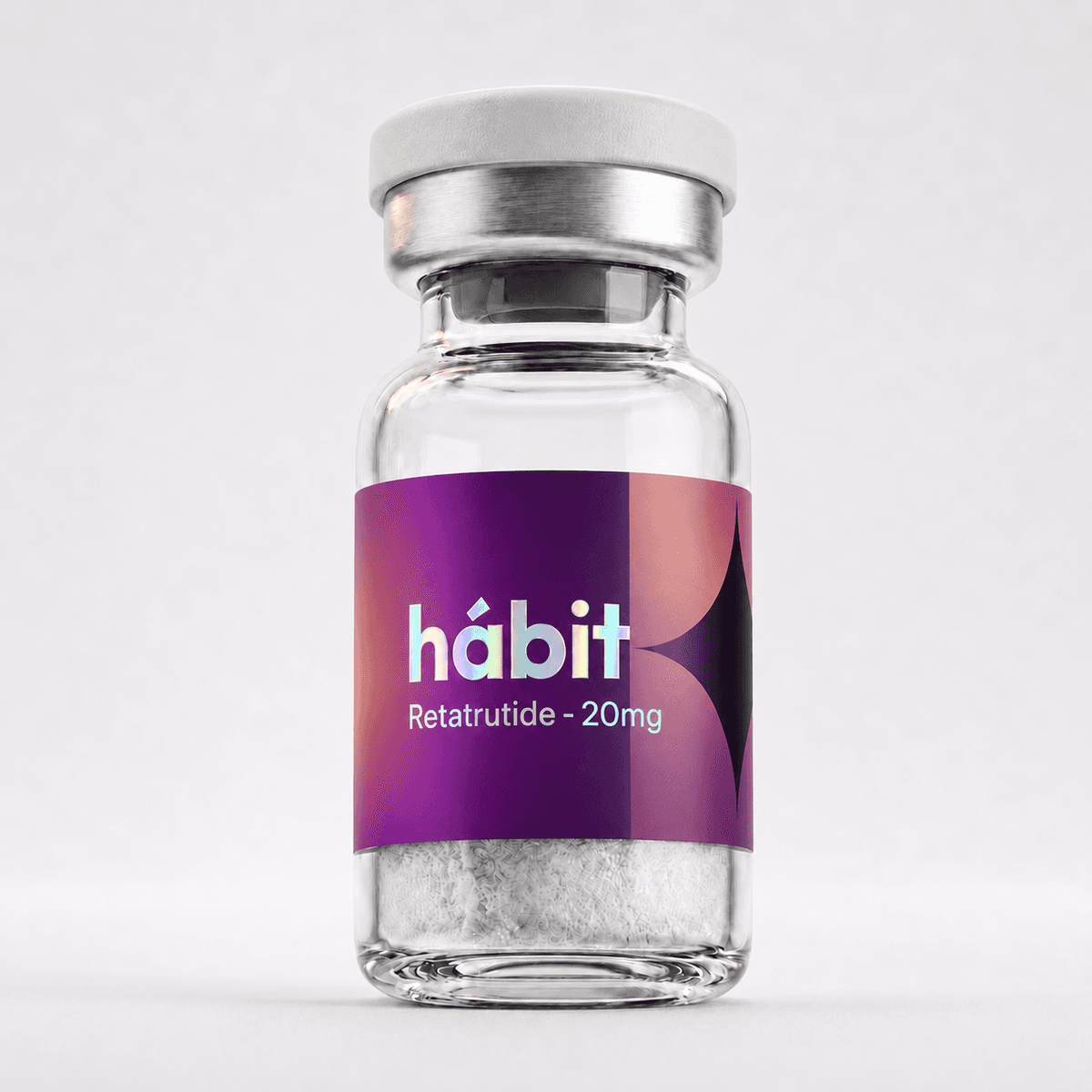 Retatrutide 20mg research peptide vial — Triple GIP/GLP-1/glucagon receptor agonist — hábit Labs, lot RET-2606-A, third-party verified by COA.