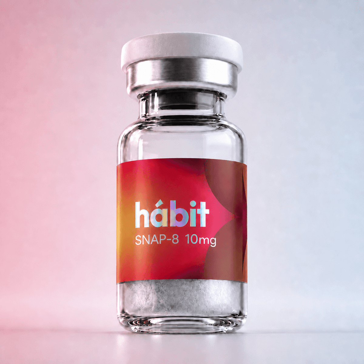 SNAP-8 10mg research peptide vial — Acetyl glutamyl heptapeptide-3 — hábit Labs, lot SNP-2608-A, third-party verified by COA.