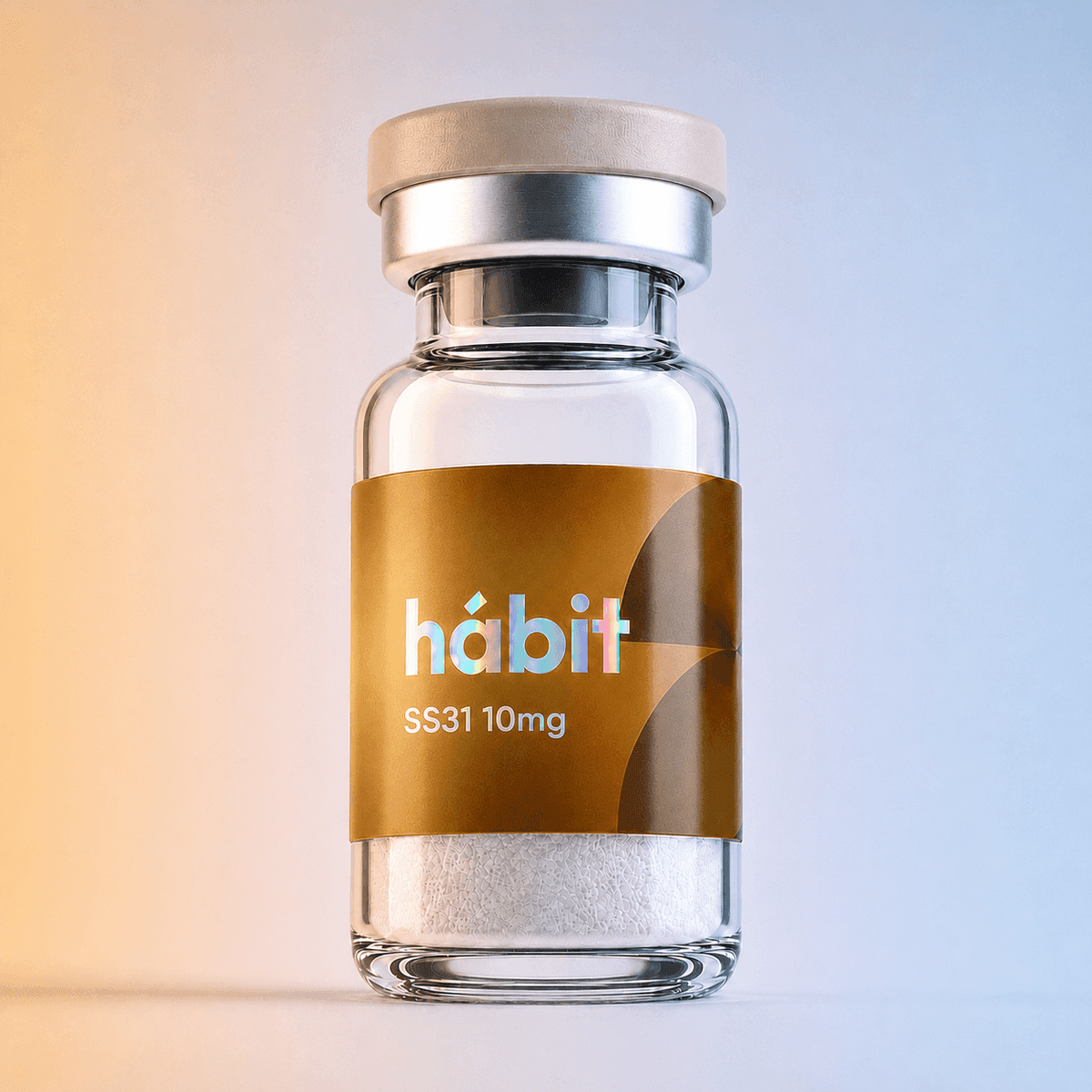 SS-31 10mg research peptide vial — Mitochondria-targeting tetrapeptide — hábit Labs, lot SS3-2607-P, third-party verified by COA.